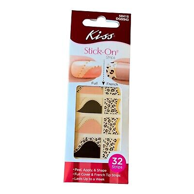 Kiss Stick-On Strips  32 strips Full Cover& French tip Strips  Sugar Rush DGSS43