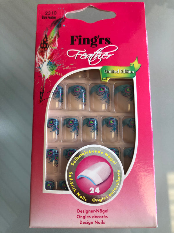 Fing'rs  24 design nagels met zelfplakkende plaatjes Feather limited Edition  Peafowl 2310
