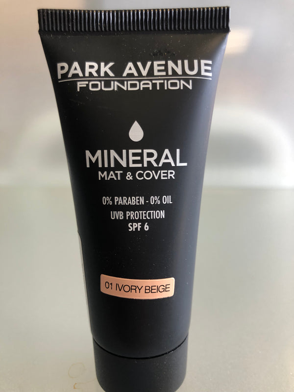 Park Avenue Foundation mineral mat&cover  0%paraben 0% oil UVB protection SPF6 n01 Ivory Beige
