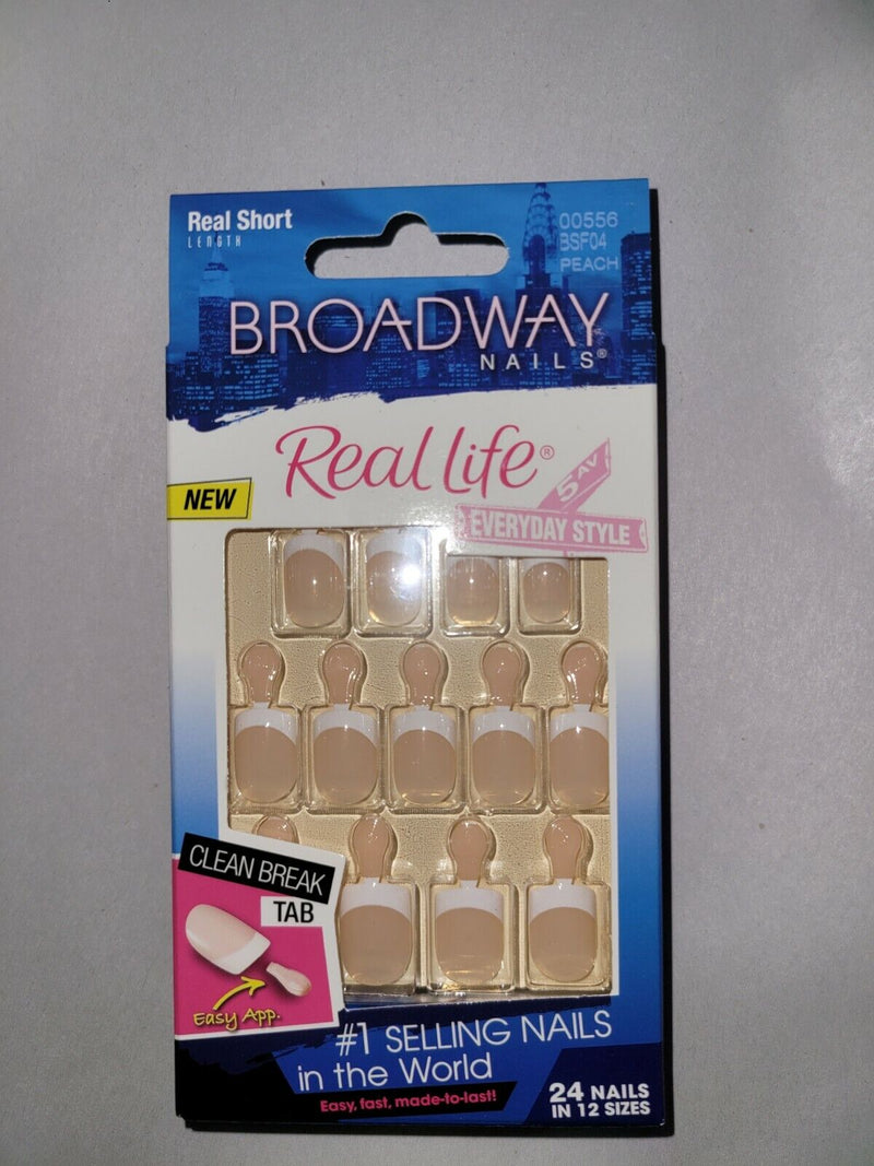 KISS Broadway French nail kit 24 nails in 12 sizes Real Short Length clean break tab  BSF04