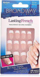 KISS Broadway Lasting French nail kit 28 nails in 14 sizes Medium Length BEF06