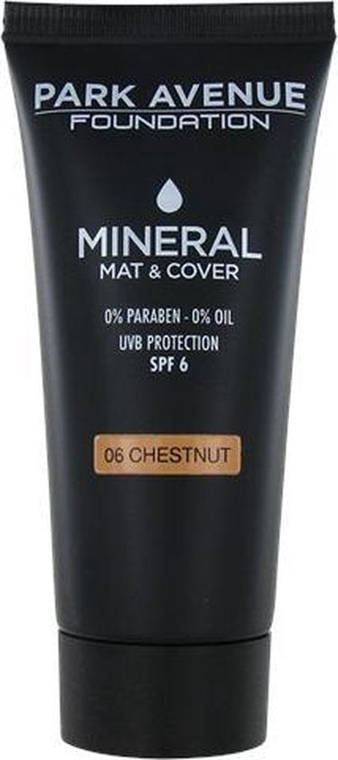 Park Avenue Foundation mineral mat&cover  0%paraben 0% oil UVB protection SPF6 n06 CHESTNUT