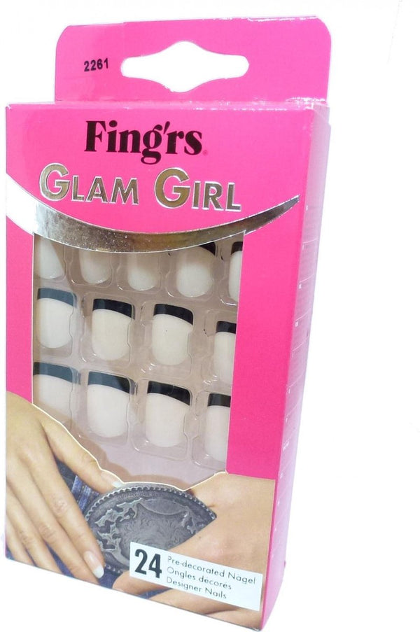 Fing'rs Glam Girl 24  zelfklevende nagels 2261  french black